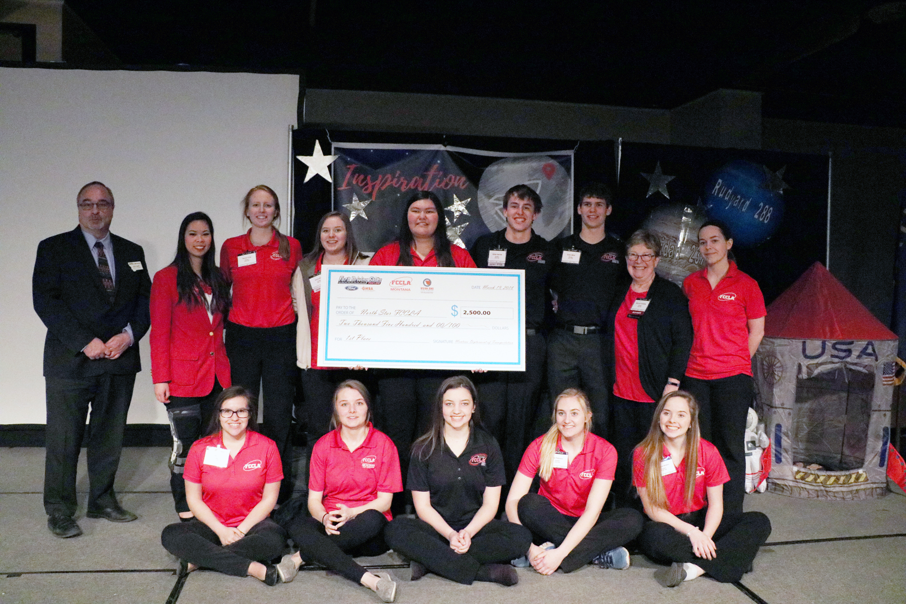 FCCLA members receiving traffic safety award
